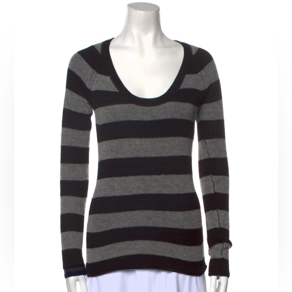 Striped Scoop Neck Cashmere Sweater